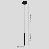 Modern Minimalist Black Cylindrical LED Pendant Light Adjustable Aluminum Stick Hanging Lamp