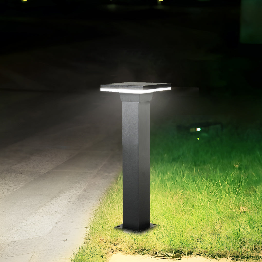 Modern Minimalist Black IP65 Waterproof LED Garden Lawn Path Bollard Landscape Lighting