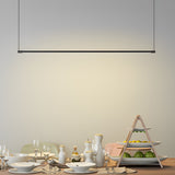 Modern Minimalist Black LED Linear Chandelier Stepless Dimming Nordic Pendant Light for Dining Room