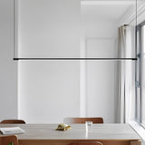 Modern Minimalist Black LED Linear Chandelier Stepless Dimming Nordic Pendant Light for Dining Room
