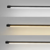 Modern Minimalist Black LED Linear Chandelier Stepless Dimming Nordic Pendant Light for Dining Room
