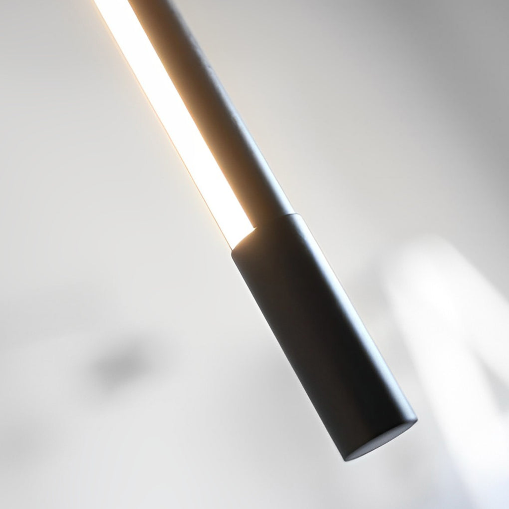 Modern Minimalist Black LED Linear Chandelier Stepless Dimming Nordic Pendant Light for Dining Room