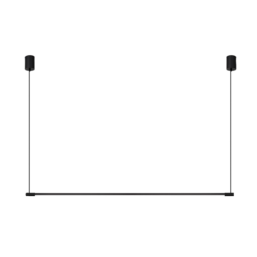 Modern Minimalist Black LED Linear Chandelier Stepless Dimming Nordic Pendant Light for Dining Room