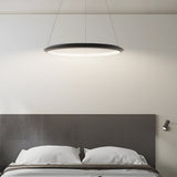 Modern Minimalist Black LED Ring Pendant Light with Adjustable Hanging Cord