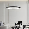 Modern Minimalist Black LED Ring Pendant Light with Adjustable Hanging Cord