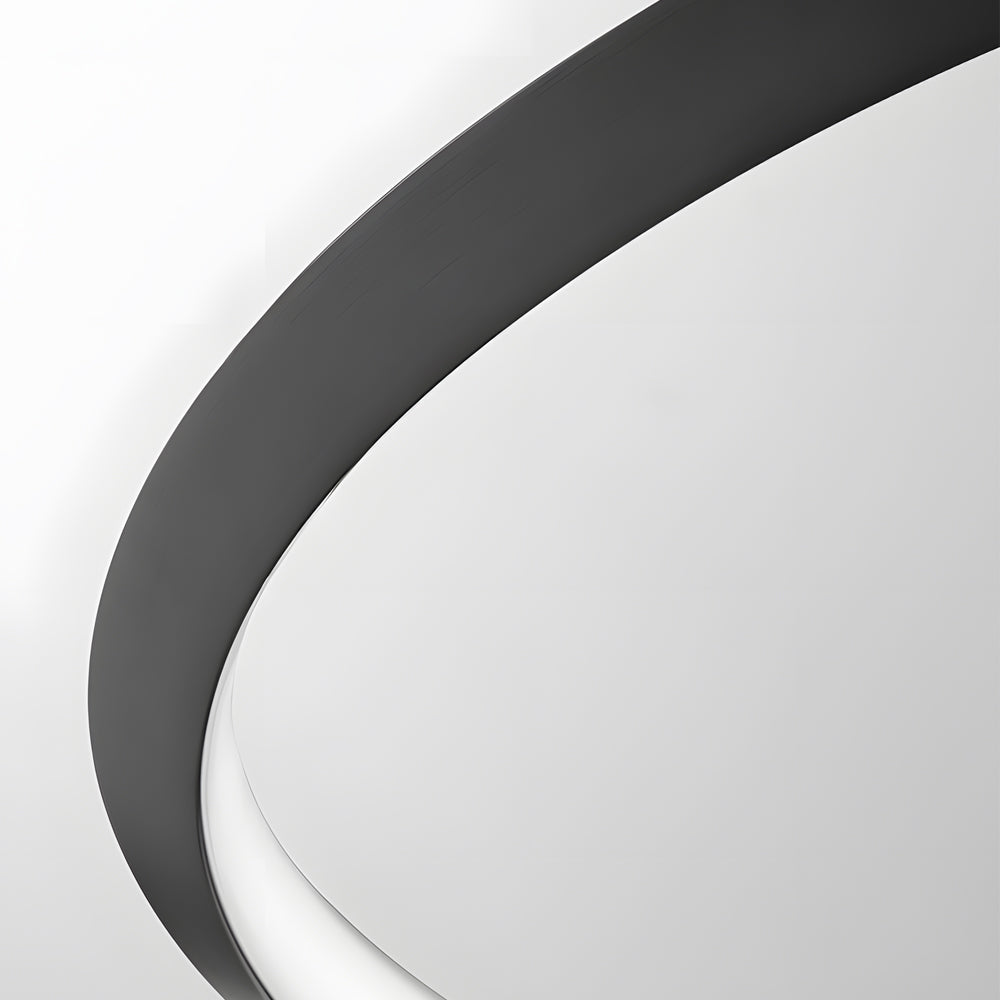 Modern Minimalist Black LED Ring Pendant Light with Adjustable Hanging Cord