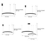 Modern Minimalist Black LED Ring Pendant Light with Adjustable Hanging Cord