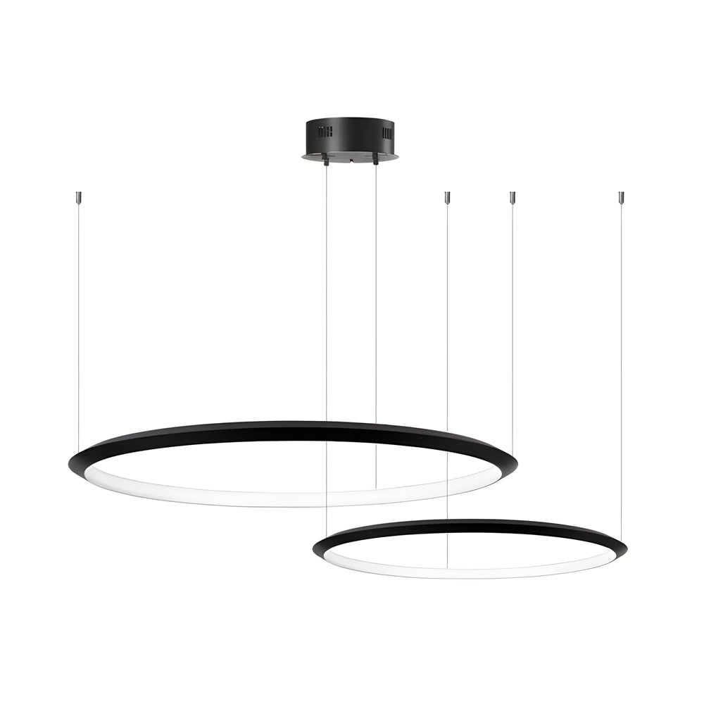 Modern Minimalist Black LED Ring Pendant Light with Adjustable Hanging Cord
