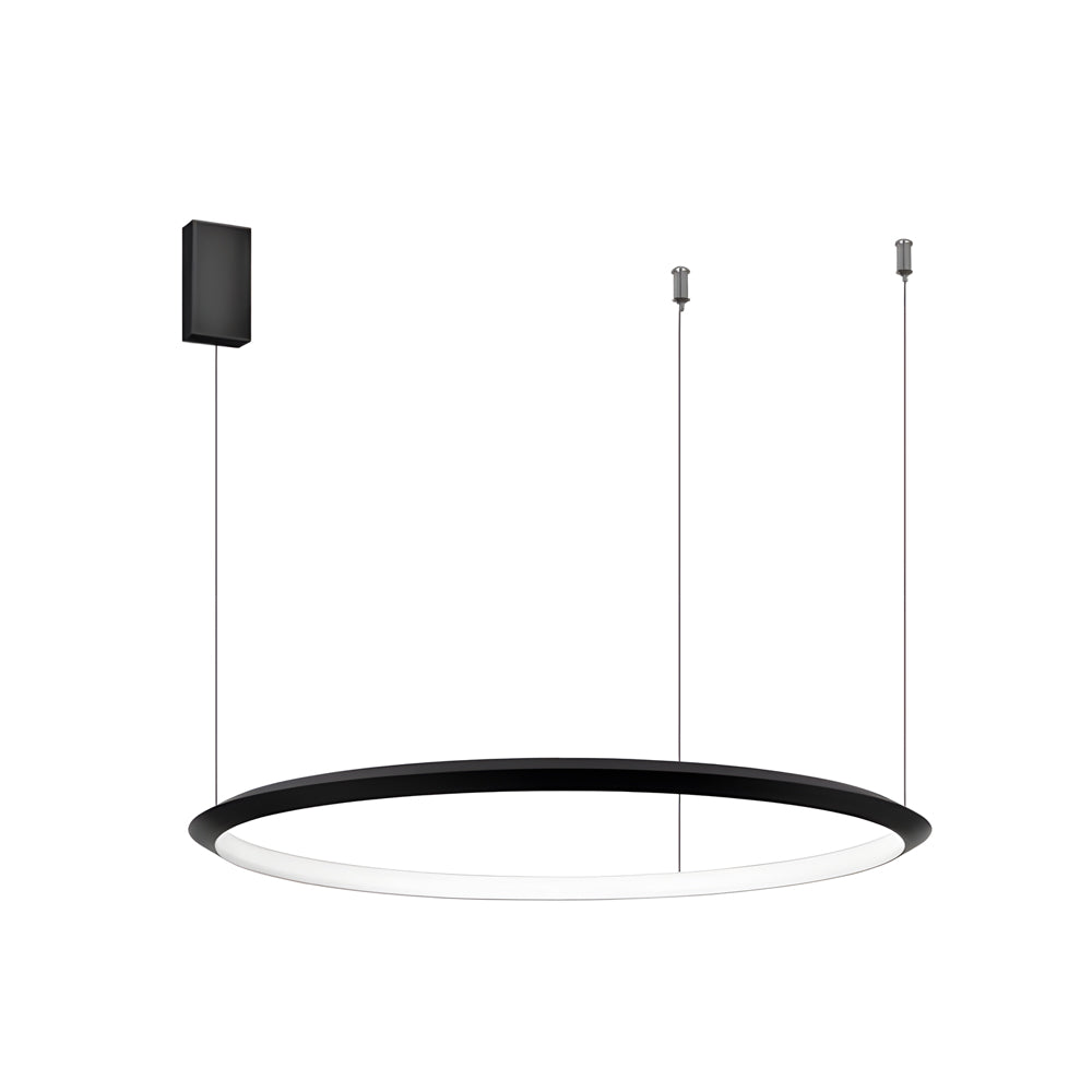 Modern Minimalist Black LED Ring Pendant Light with Adjustable Hanging Cord