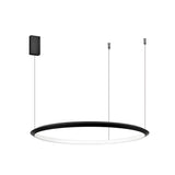 Modern Minimalist Black LED Ring Pendant Light with Adjustable Hanging Cord