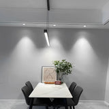 Modern Minimalist Black Linear LED Pendant Light Dimmable Strip Chandelier for Dining Room