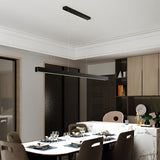 Modern Minimalist Black Linear LED Pendant Light Dimmable Strip Chandelier for Dining Room