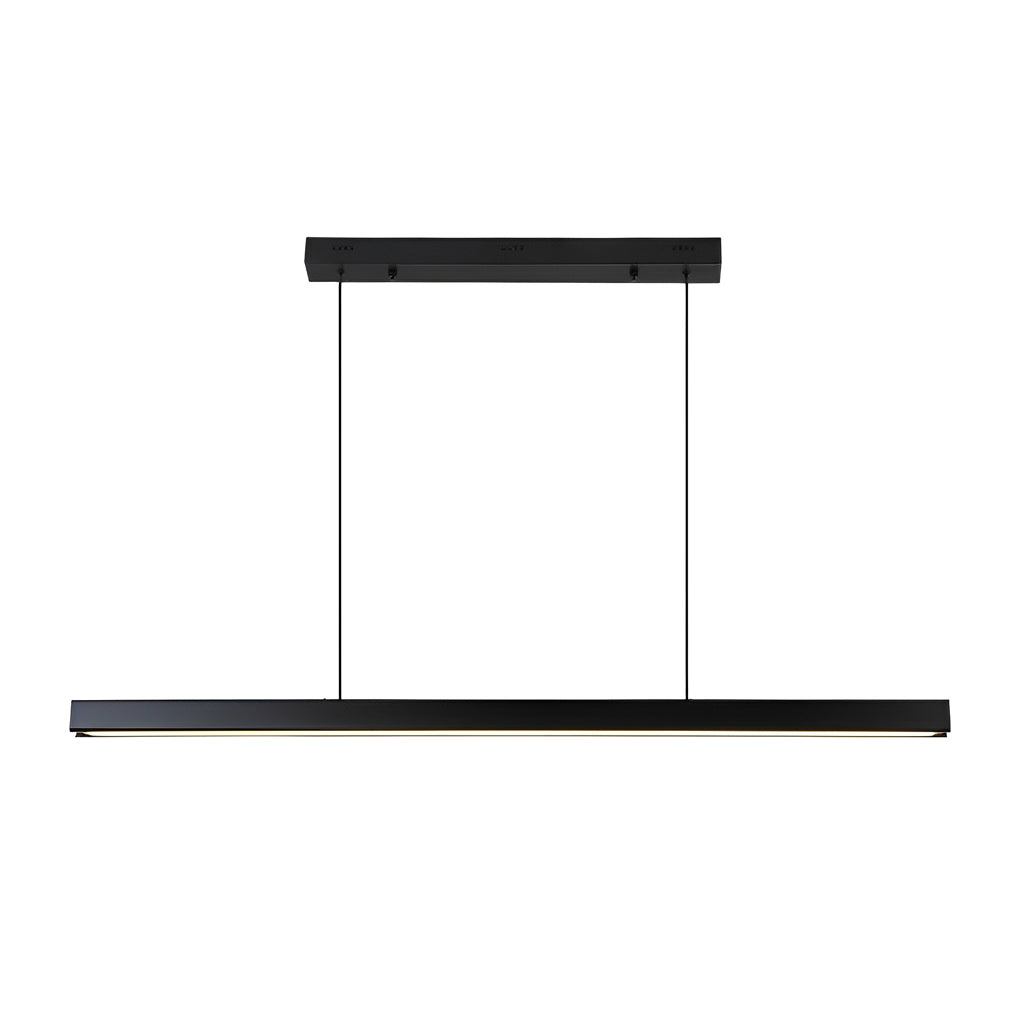 Modern Minimalist Black Linear LED Pendant Light Dimmable Strip Chandelier for Dining Room