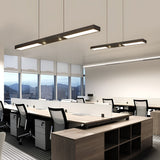 Modern Minimalist Black Linear LED Pendant Light Rectangle Strip Hanging Ceiling Fixture