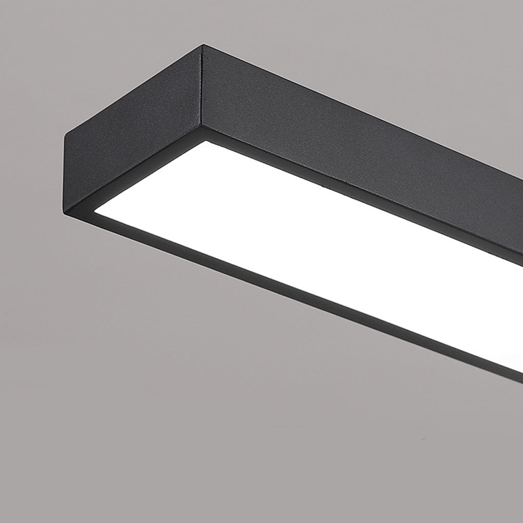 Modern Minimalist Black Linear LED Pendant Light Rectangle Strip Hanging Ceiling Fixture
