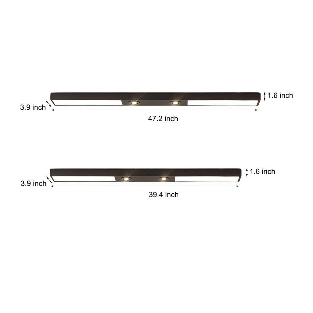 Modern Minimalist Black Linear LED Pendant Light Rectangle Strip Hanging Ceiling Fixture