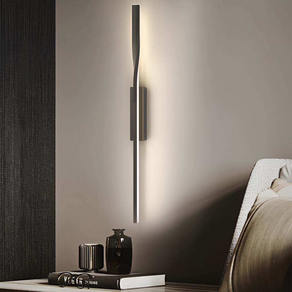 Modern Minimalist Black Linear LED Wall Sconce Nordic Strip Indoor Light Fixture