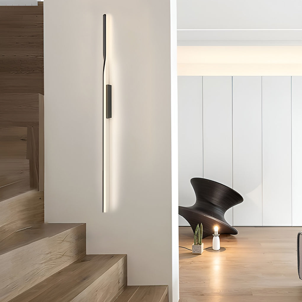 Modern Minimalist Black Linear LED Wall Sconce Nordic Strip Indoor Light Fixture