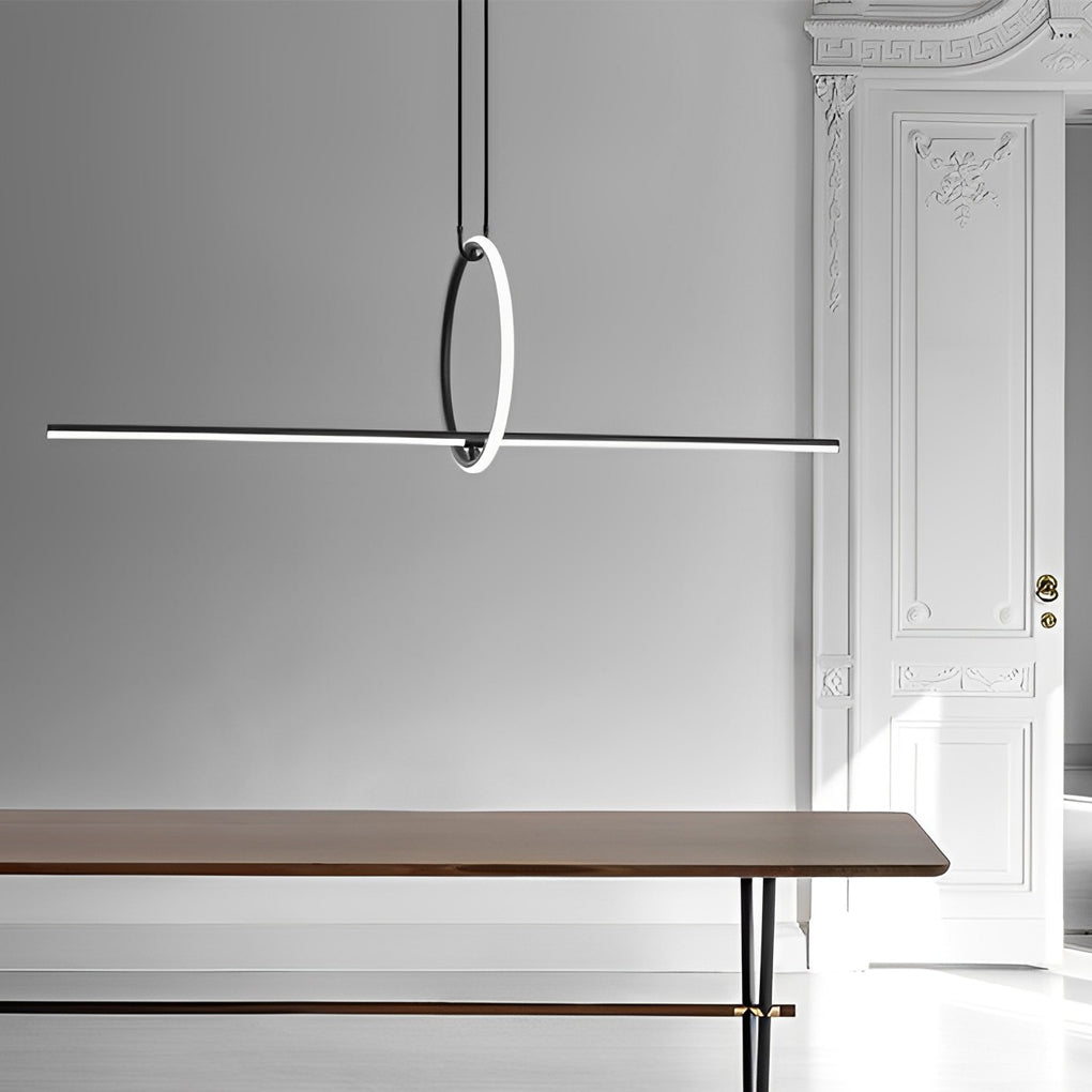 Modern Minimalist Black Ring LED Chandelier for Dining Room with 3 Step Dimming