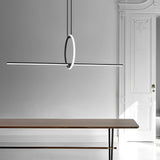 Modern Minimalist Black Ring LED Chandelier for Dining Room with 3 Step Dimming