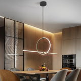 Modern Minimalist Black Ring LED Chandelier for Dining Room with 3 Step Dimming