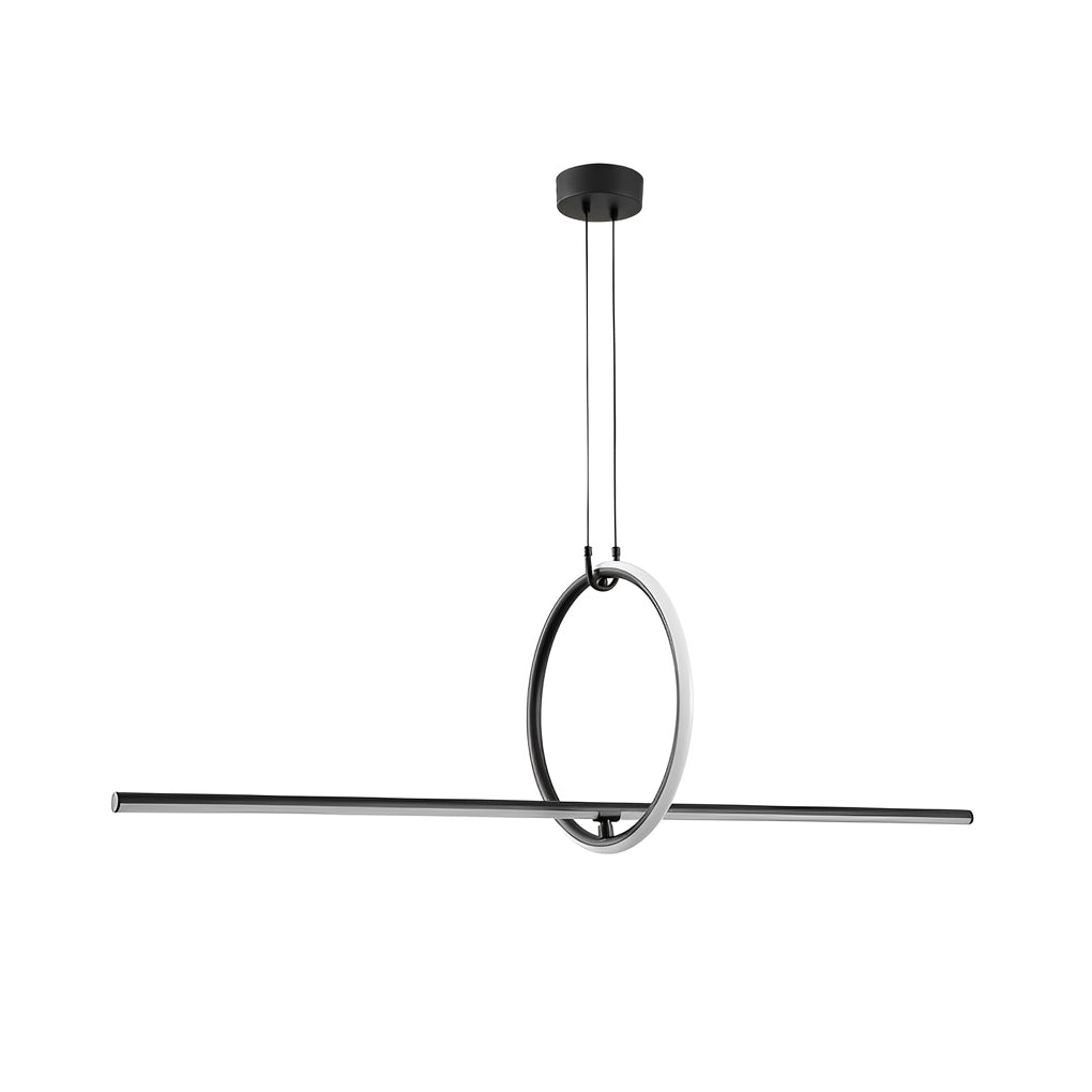 Modern Minimalist Black Ring LED Chandelier for Dining Room with 3 Step Dimming