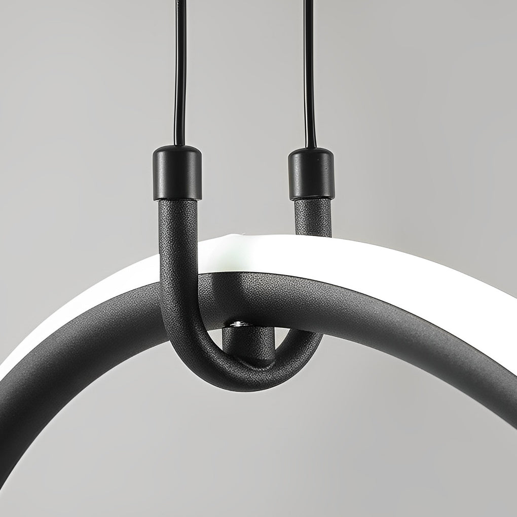 Modern Minimalist Black Ring LED Chandelier for Dining Room with 3 Step Dimming