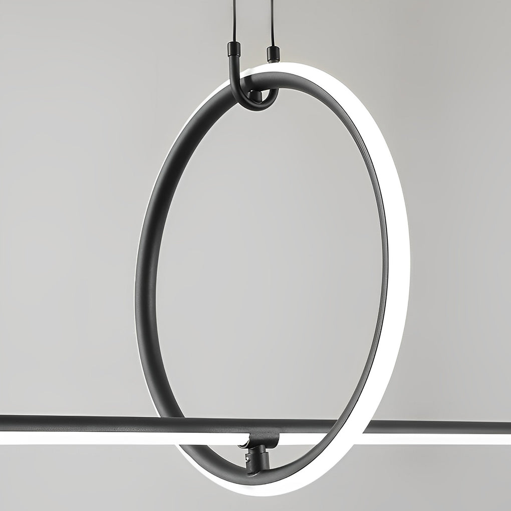 Modern Minimalist Black Ring LED Chandelier for Dining Room with 3 Step Dimming