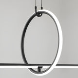 Modern Minimalist Black Ring LED Chandelier for Dining Room with 3 Step Dimming