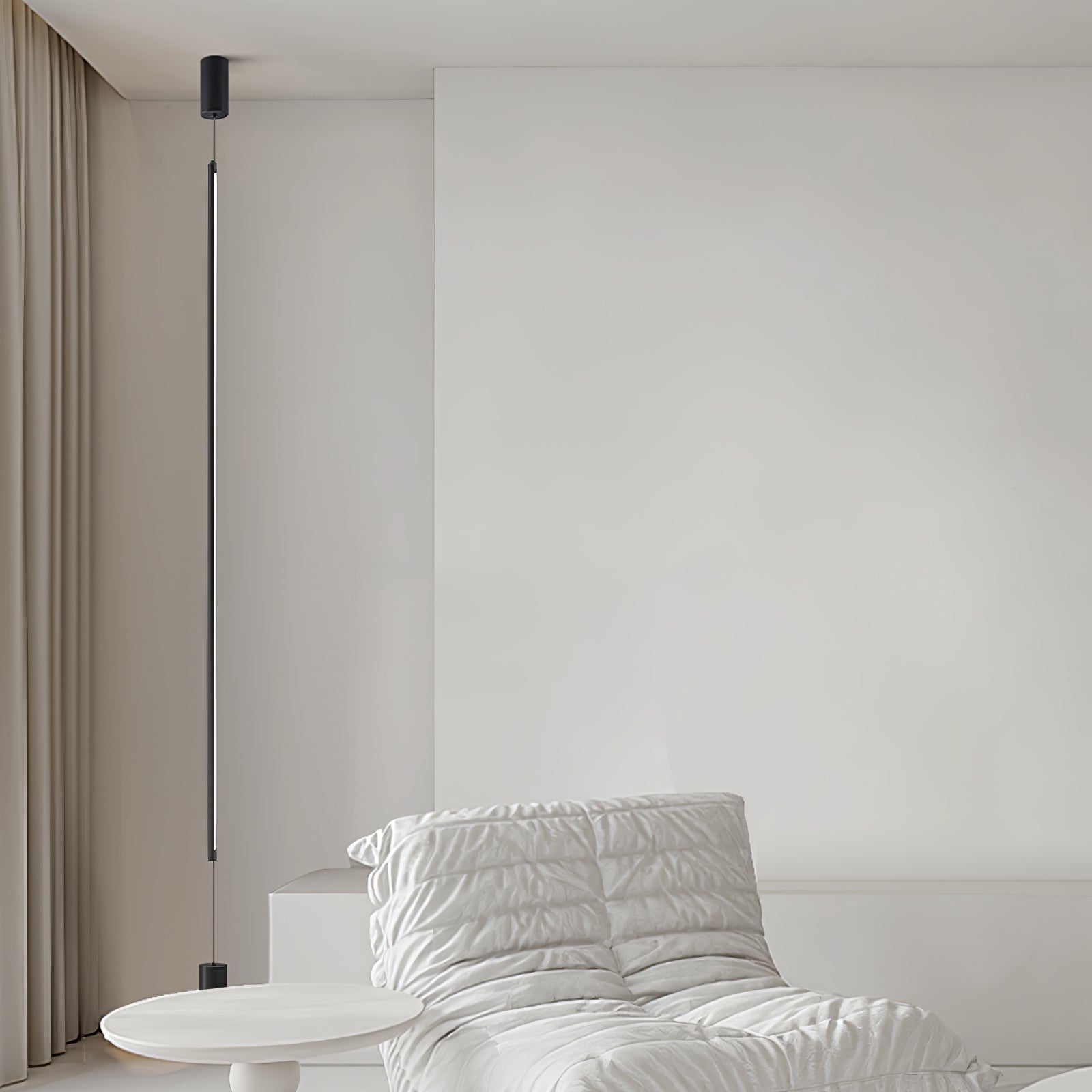Modern Minimalist Black Slim Vertical LED Pendant Lamp for Contemporary Interiors