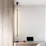Modern Minimalist Black Slim Vertical LED Pendant Lamp for Contemporary Interiors