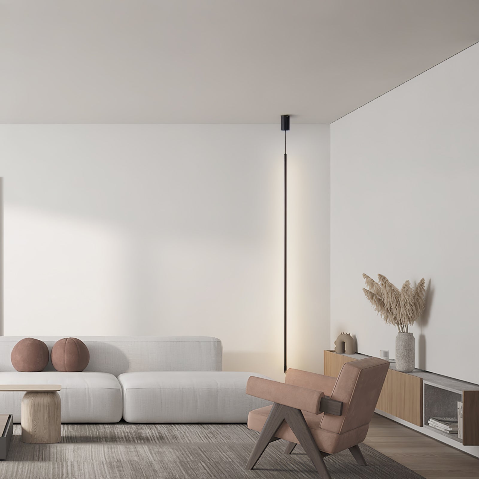 Modern Minimalist Black Slim Vertical LED Pendant Lamp for Contemporary Interiors