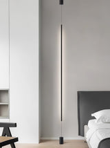 Modern Minimalist Black Slim Vertical LED Pendant Lamp for Contemporary Interiors