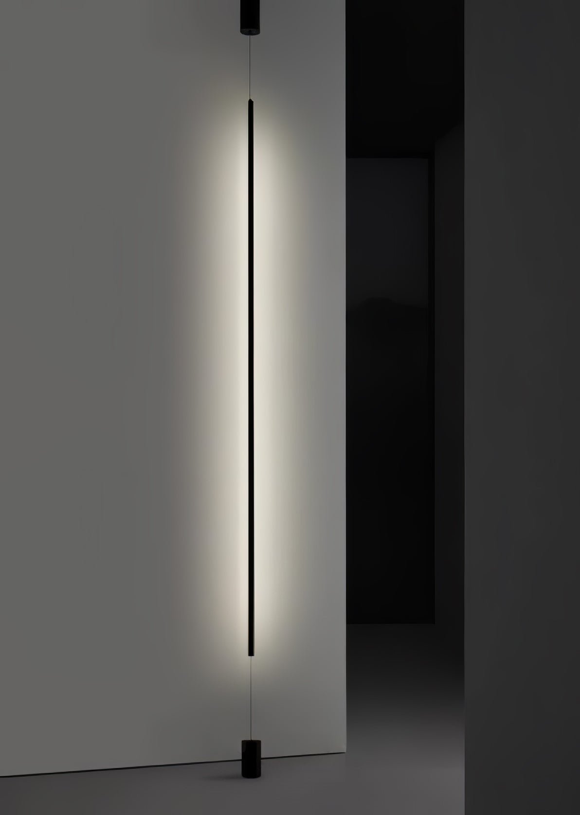 Modern Minimalist Black Slim Vertical LED Pendant Lamp for Contemporary Interiors