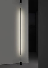 Modern Minimalist Black Slim Vertical LED Pendant Lamp for Contemporary Interiors