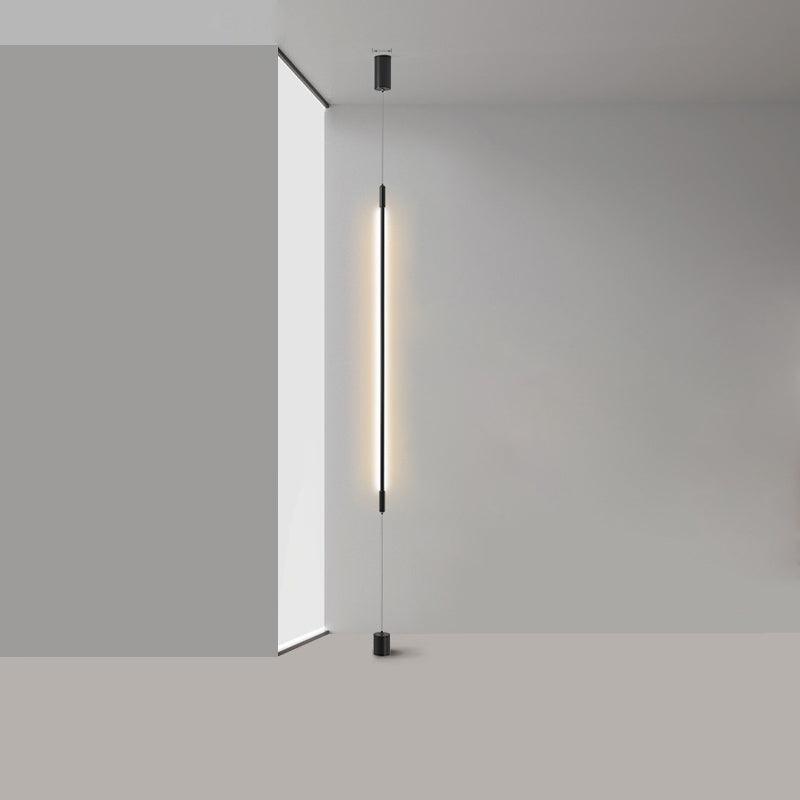 Modern Minimalist Black Slim Vertical LED Pendant Lamp for Contemporary Interiors