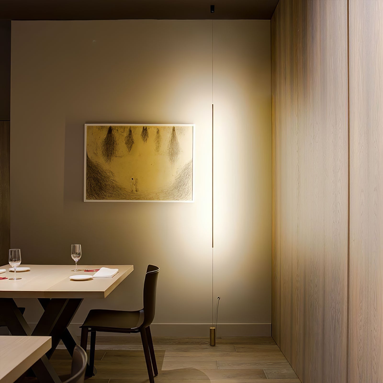 Modern Minimalist Black Slim Vertical LED Pendant Lamp for Contemporary Interiors