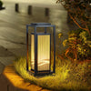 Modern Minimalist Black Solar LED Landscape Lantern with Striped Design Outdoor Path Light