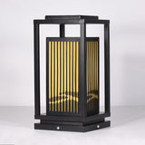 Modern Minimalist Black Solar LED Landscape Lantern with Striped Design Outdoor Path Light
