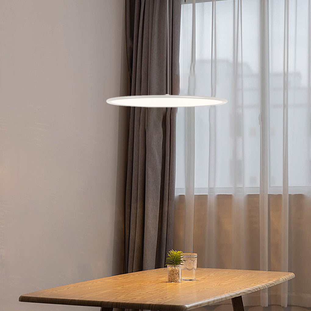 Modern Minimalist Circle Linear LED Pendant Light with Slender Wire Suspension