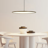 Modern Minimalist Circle Linear LED Pendant Light with Slender Wire Suspension
