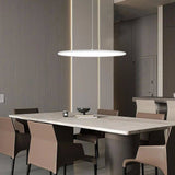 Modern Minimalist Circle Linear LED Pendant Light with Slender Wire Suspension