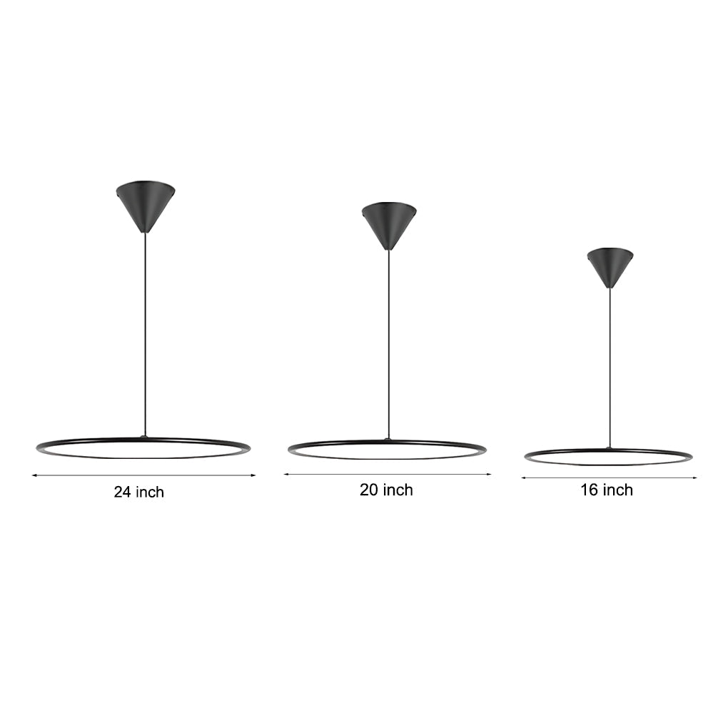 Modern Minimalist Circle Linear LED Pendant Light with Slender Wire Suspension