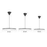 Modern Minimalist Circle Linear LED Pendant Light with Slender Wire Suspension