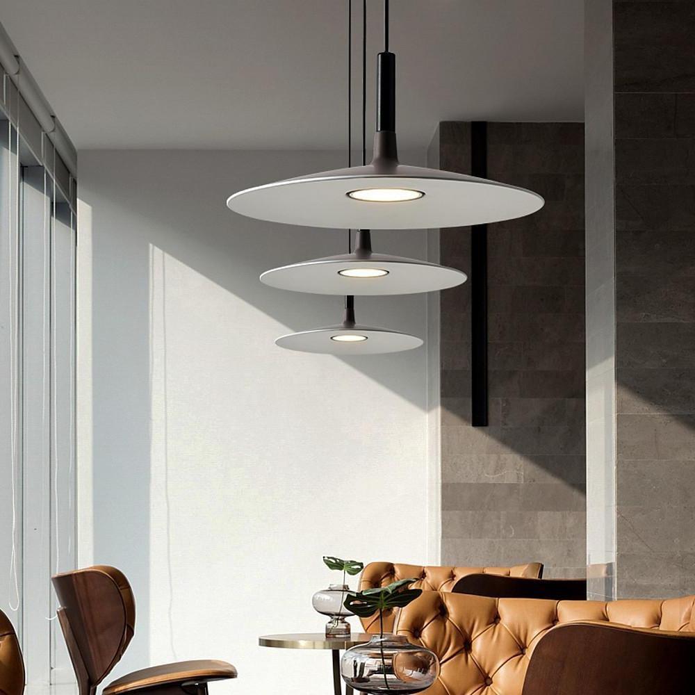 Modern Minimalist Circular LED Pendant Light Round Metal Hanging Fixture for Island