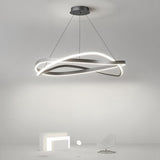 Modern Minimalist Circular Wave Ring LED Chandelier with Three Step Dimming Nordic Style Pendant Lighting