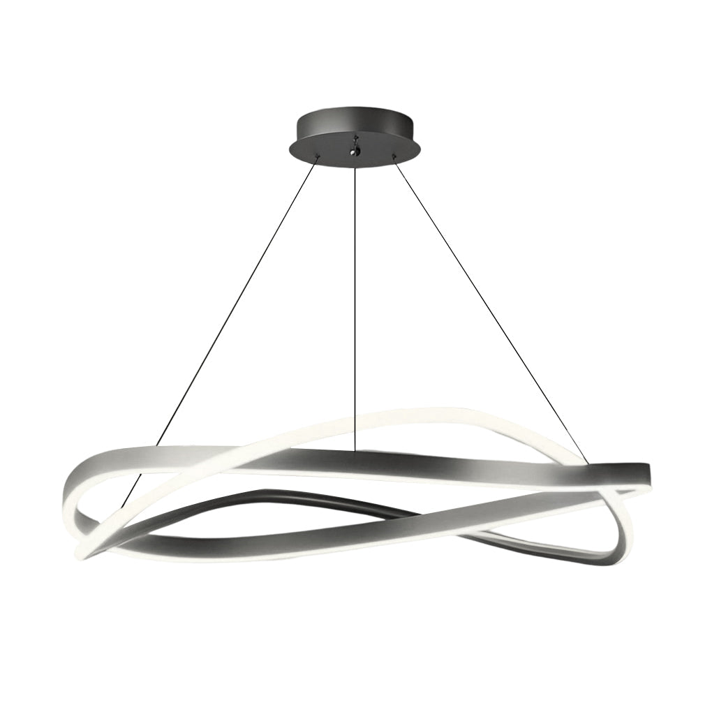 Modern Minimalist Circular Wave Ring LED Chandelier with Three Step Dimming Nordic Style Pendant Lighting