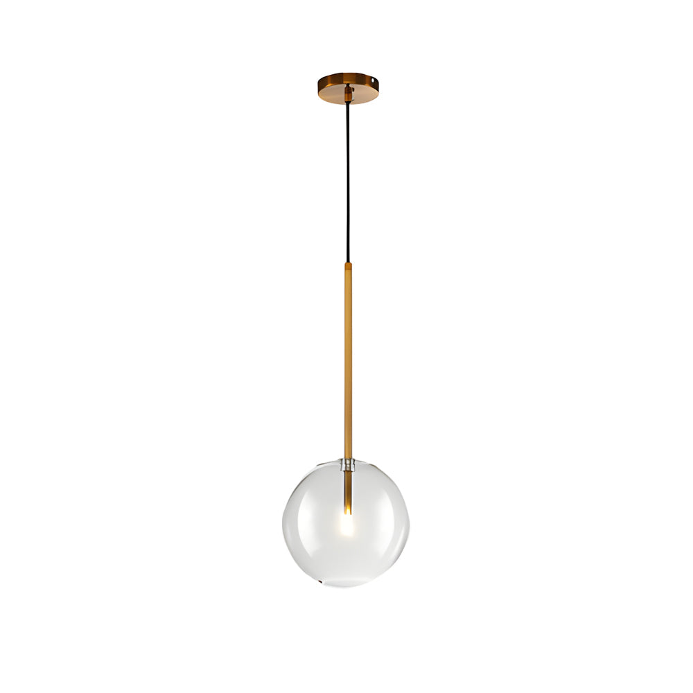 Modern Minimalist Clear Glass Globe Pendant Light with Iron Hardware for Dining Room