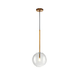 Modern Minimalist Clear Glass Globe Pendant Light with Iron Hardware for Dining Room