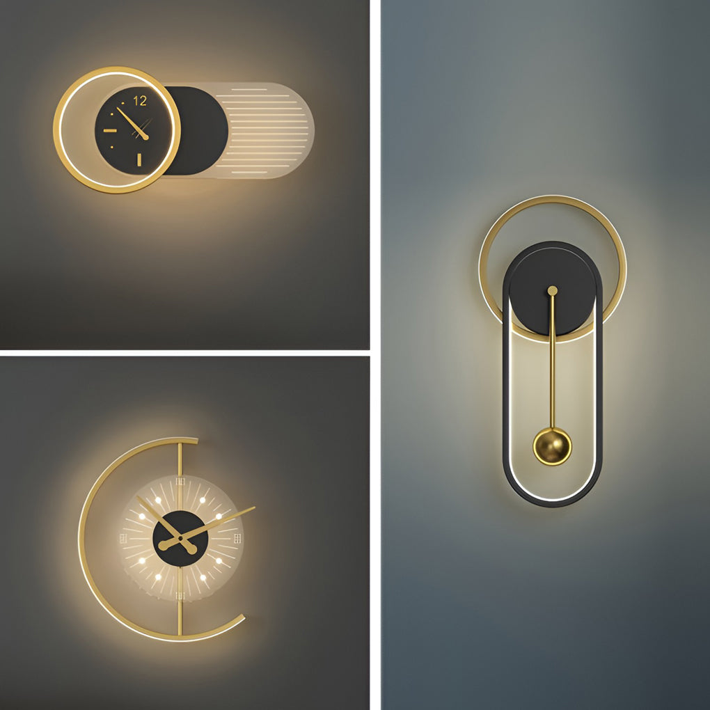 Modern Minimalist Clock Design LED Wall Lamp Warm White Indoor Sconce Lighting for Bedroom and Living Room